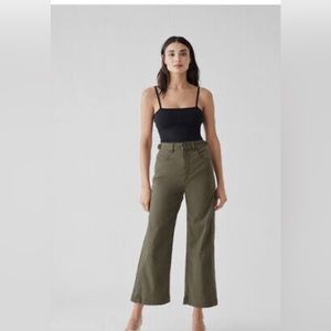DL1961 Hepburn Fern Green Industry High Rise Wide Leg Jeans Pants